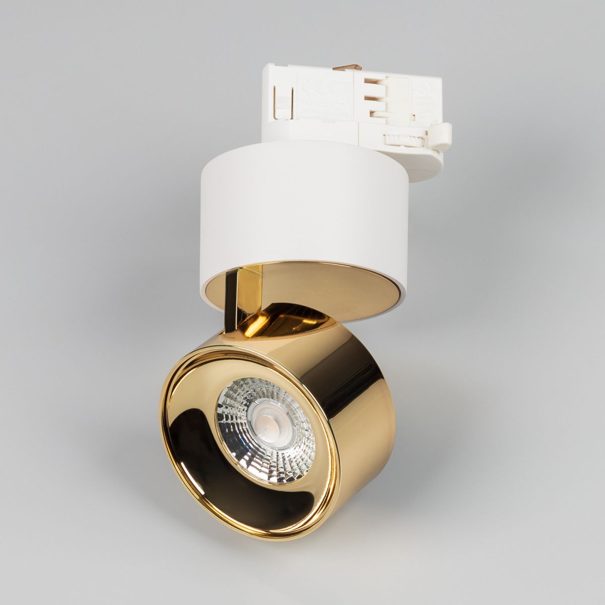 Трековый трехфазный светильник Arlight SP-PLURIO-TRACK-4TR-R77-9W Day4000 (WH-BRS, 36 deg, 230V) (IP20 Металл) 038100