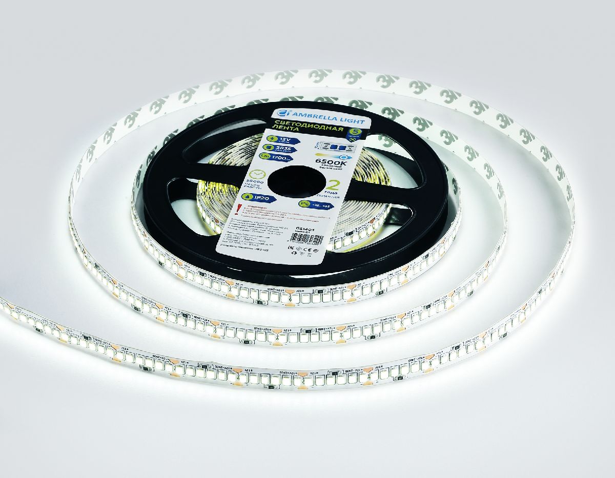 Светодиодная лента Ambrella Light LED Strip 12В 2835 17Вт/м 6500K 5м IP20 GS1403