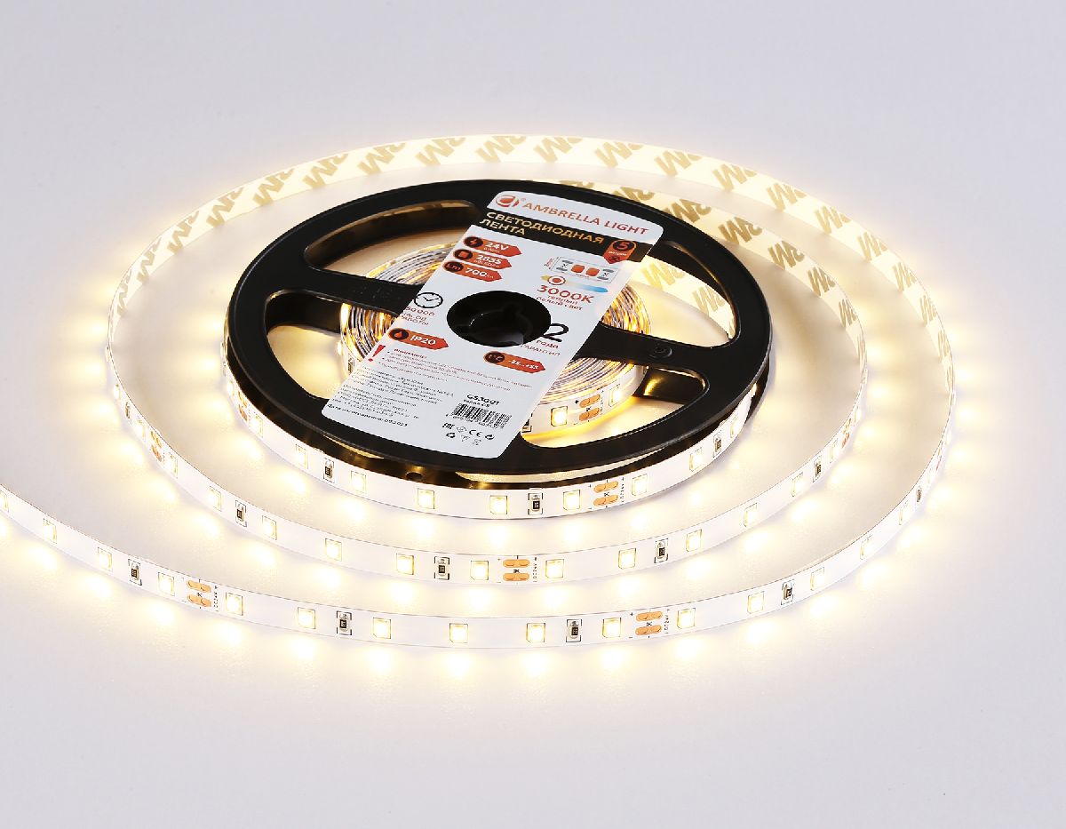 Светодиодная лента Ambrella Light LED Strip 24В 2835 6Вт/м 3000K 5м IP20 GS3001