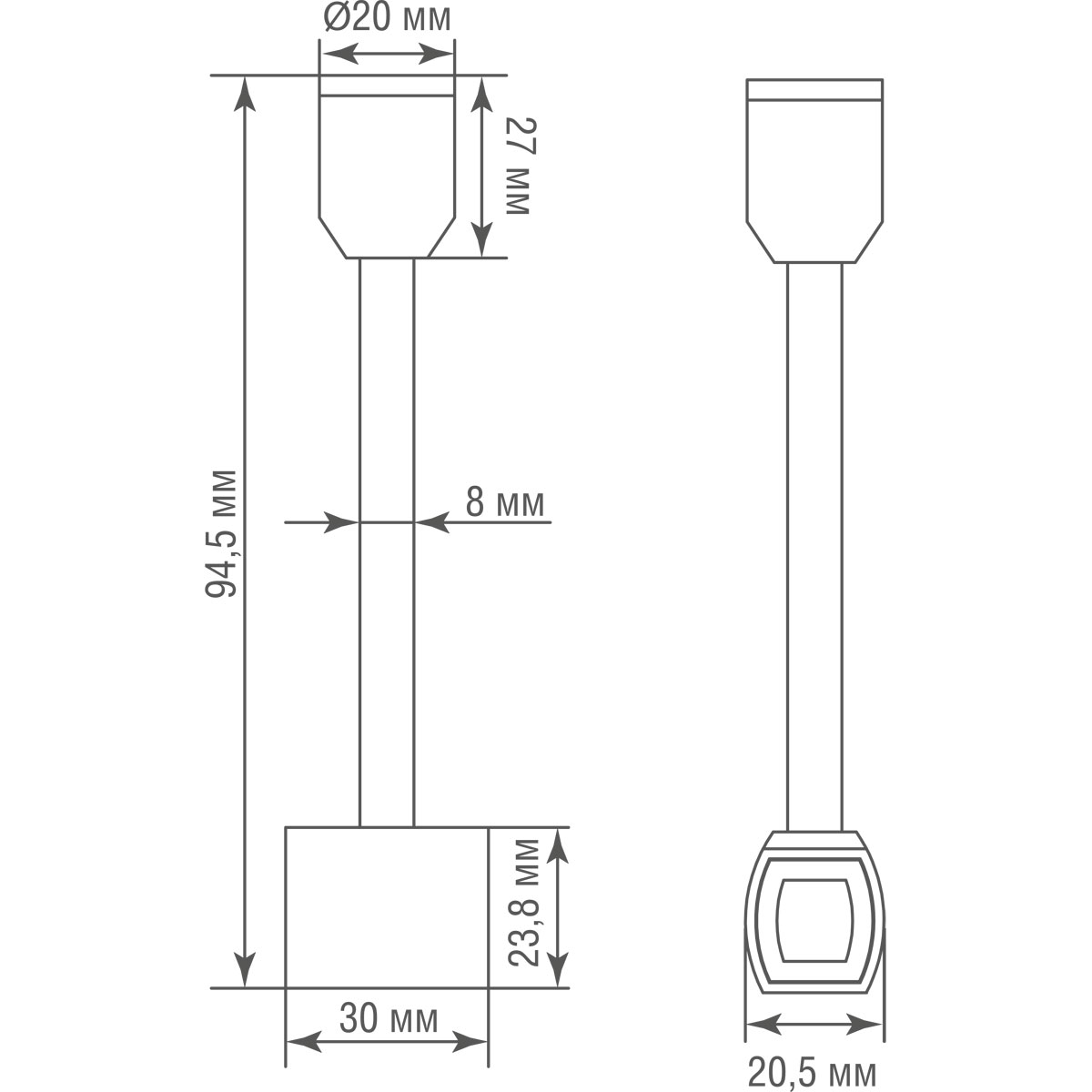 Токопроводящий прямой соединитель Donolux Code 1.2 Connector 180 H95 B DL20224