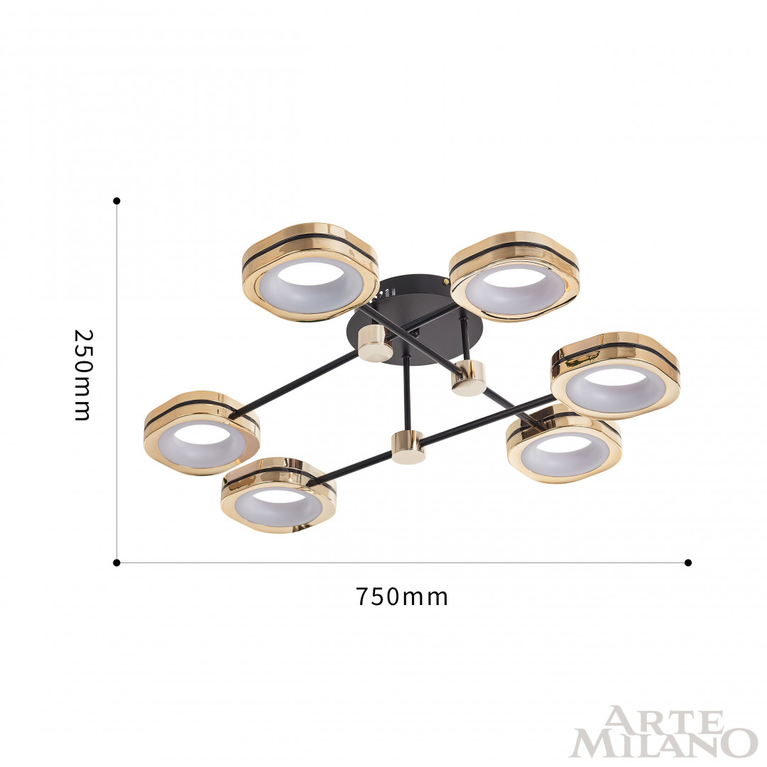 Потолочный светильник Arte Milano Ferrara 277999/6 BK/GD