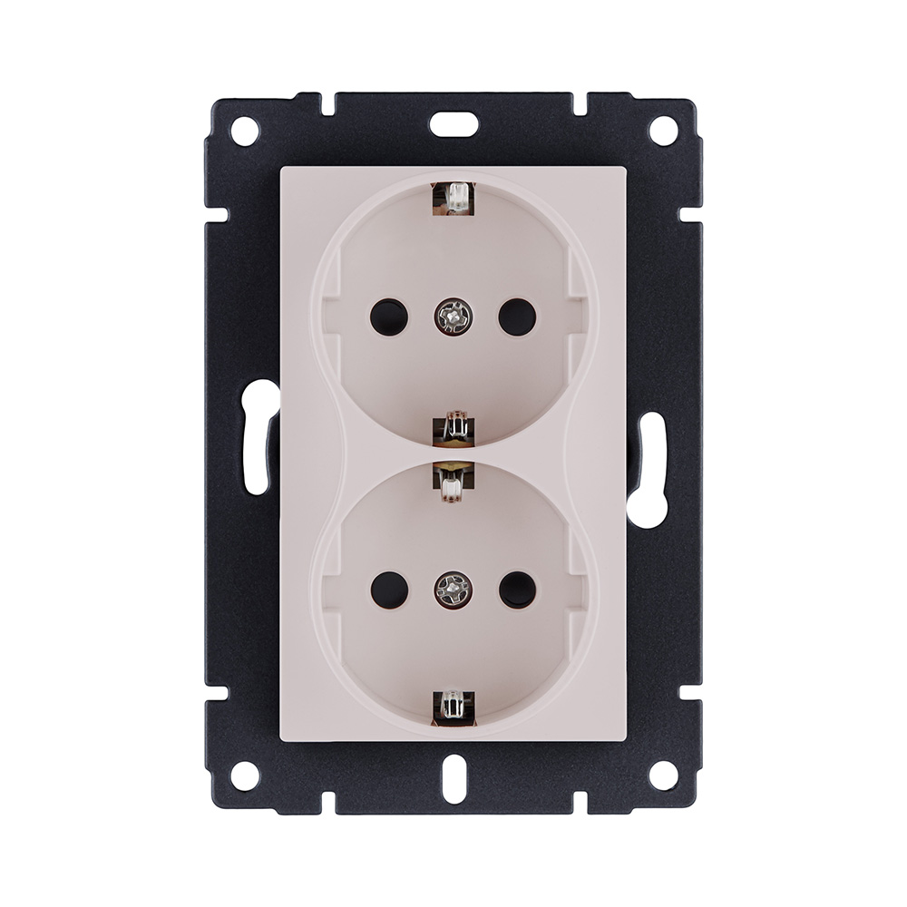 Розетка штепсельная SCHUKO двойная 16A/250 В, кашемир матовый Kollinger REA-032CM для Aspekt, Eleganz, Reflex