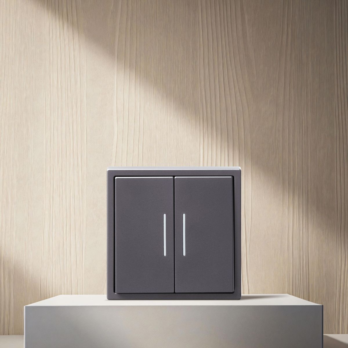 Выключатель 2-клавишный 10А/250В с LED подсветкой, серый Kollinger Eclipse EC-010GY