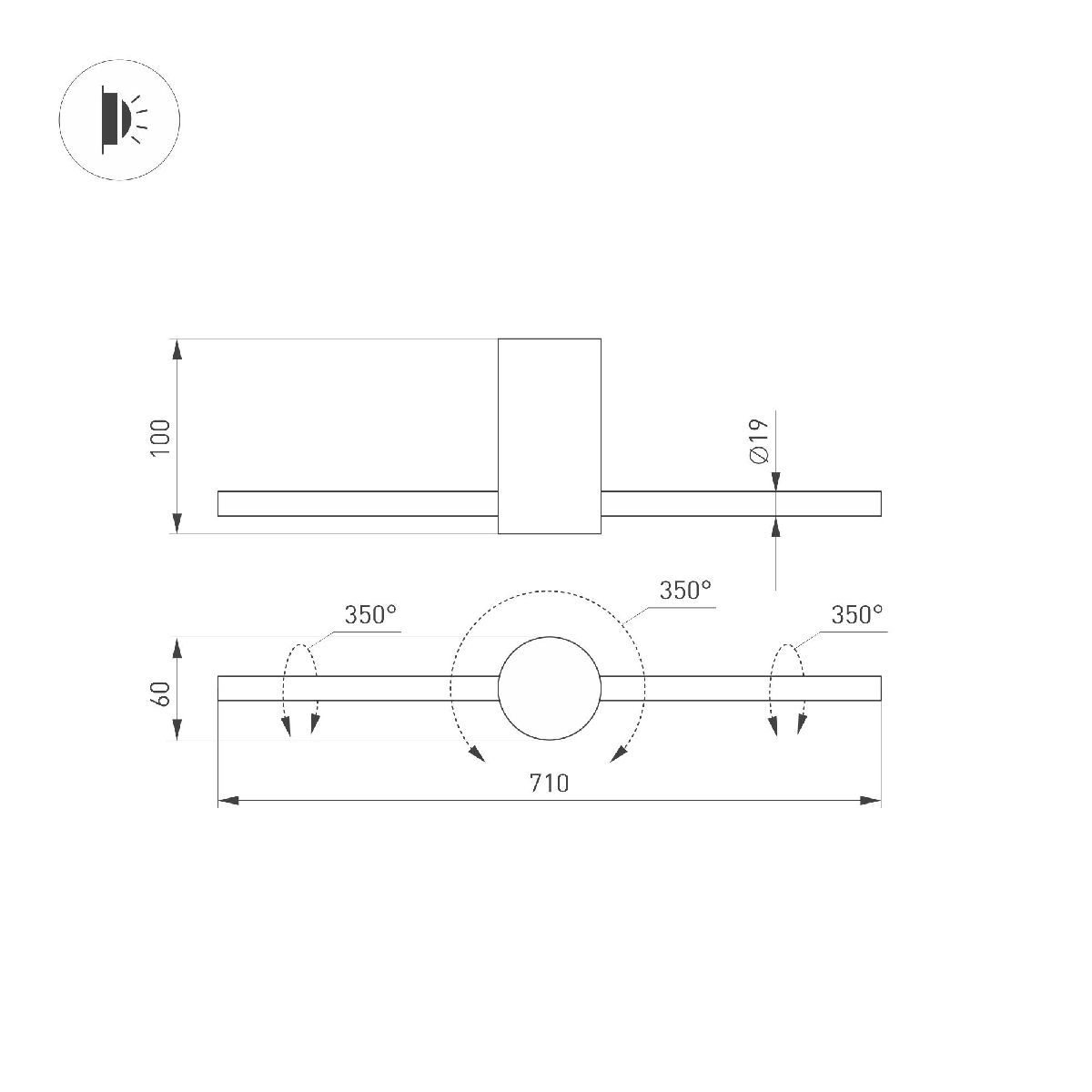 Накладной светильник Arlight SP-PICASO-M-TURN-L700-12W Day4000 (GD, 100 deg, 230V) 037346(1) УЦ