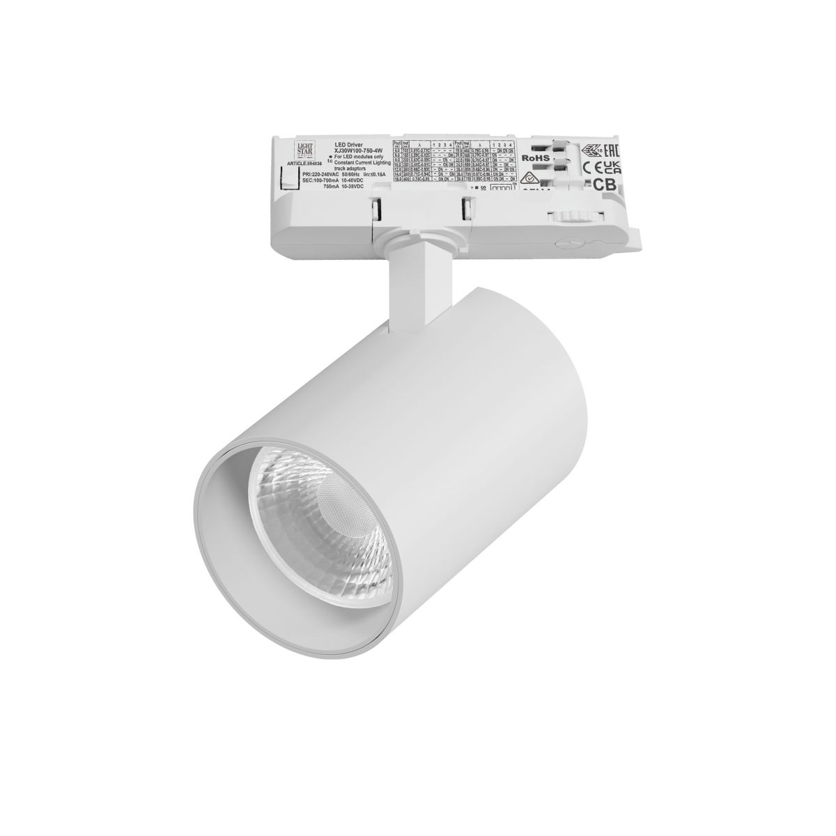 Трековый трехфазный светильник Quattro LED 36G с адаптером Lightstar Alta Base A5346QT36G