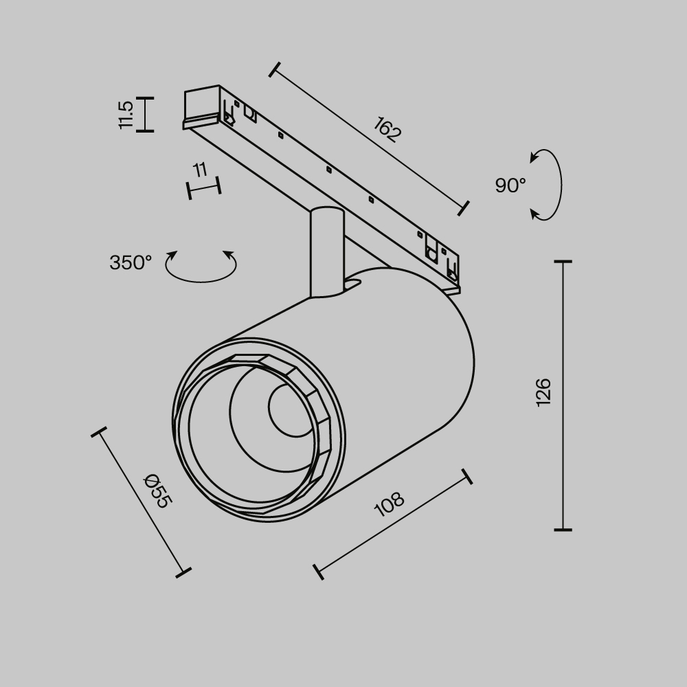 Трековый магнитный светильник Maytoni Technical Focus Zoom Exility X TR244-4-12WTW-DSZ-B
