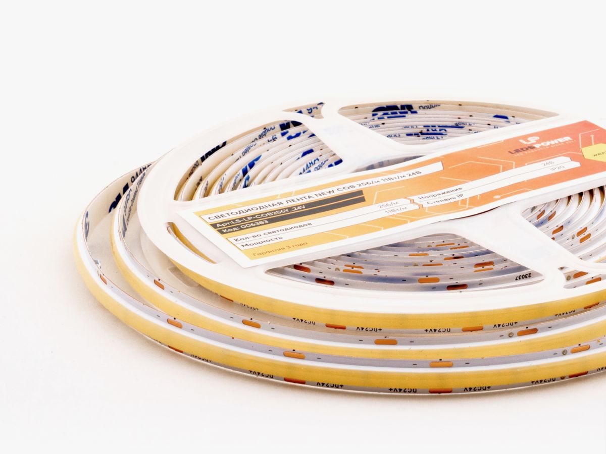 Светодиодная лента LEDS POWER NEW COB 256/м (11Вт/м) 24В желтая 006383