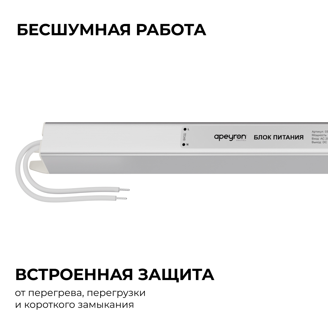 Блок питания Apeyron 12В, 60Вт, 200-264В, 5А, IP20 03-177