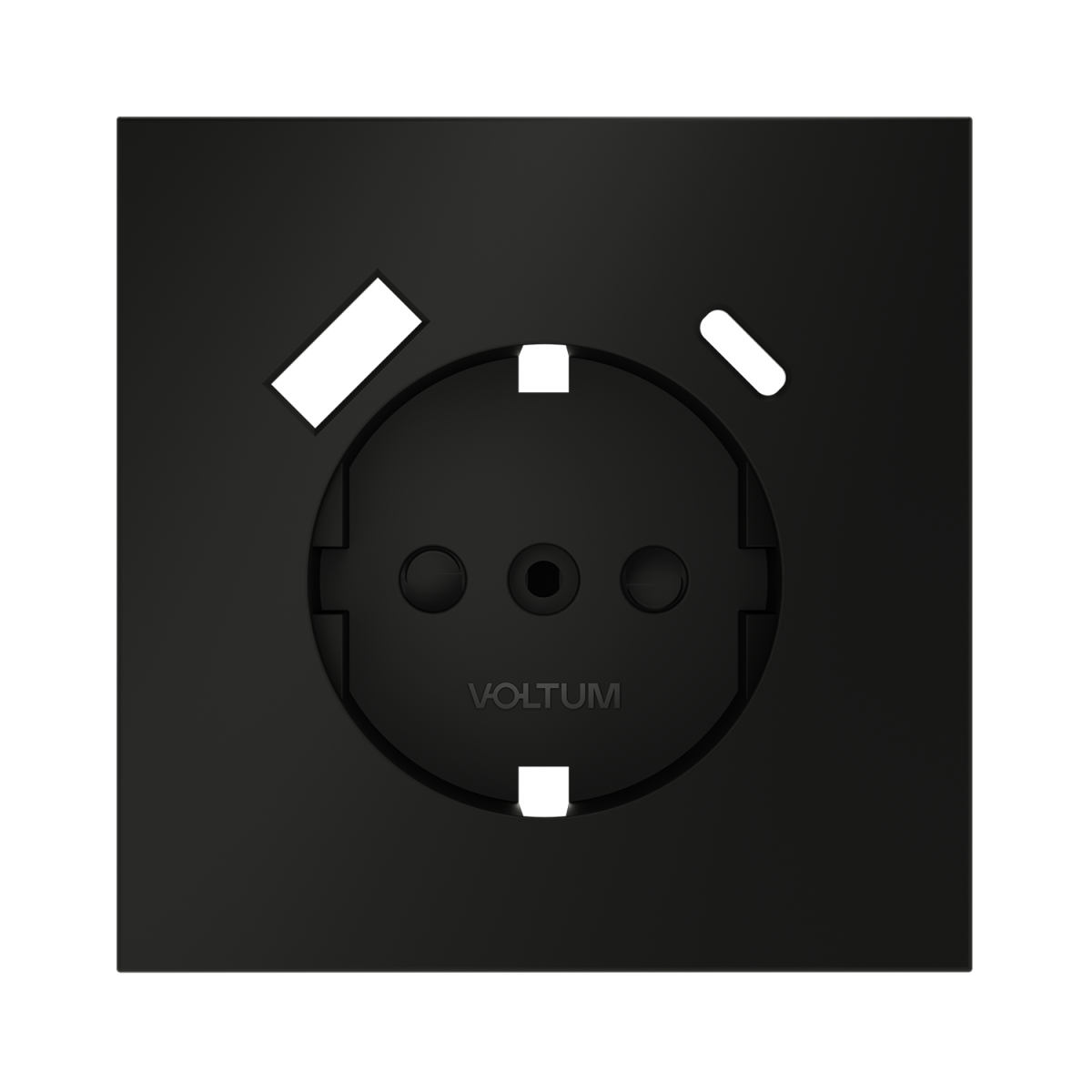 Накладка для розетки с заземлением и защитными шторками, с USB A+C Voltum S70 (черный матовый) VLS001008