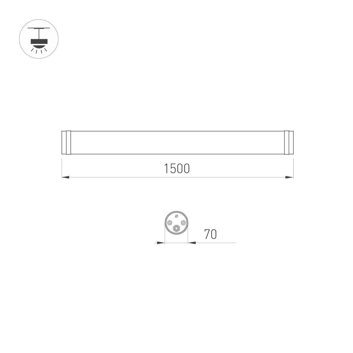 Накладной светильник Arlight ALT-TUBU-L1500-48W Day5000 (WH, 140x110 deg, 230V) (IP66 Пластик) 063106
