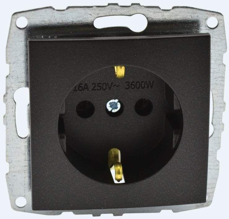 Розетка с заземлением Mono Electric Despina-Larissa 16А 250В графит 500-002021-117 УЦ