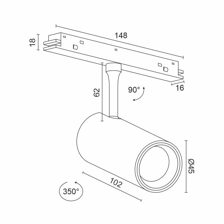 Трековый светильник на потолок для магнитной системы Ledron Pular 10 Black 3000K GDD20/10 Black 3000K 00000017547