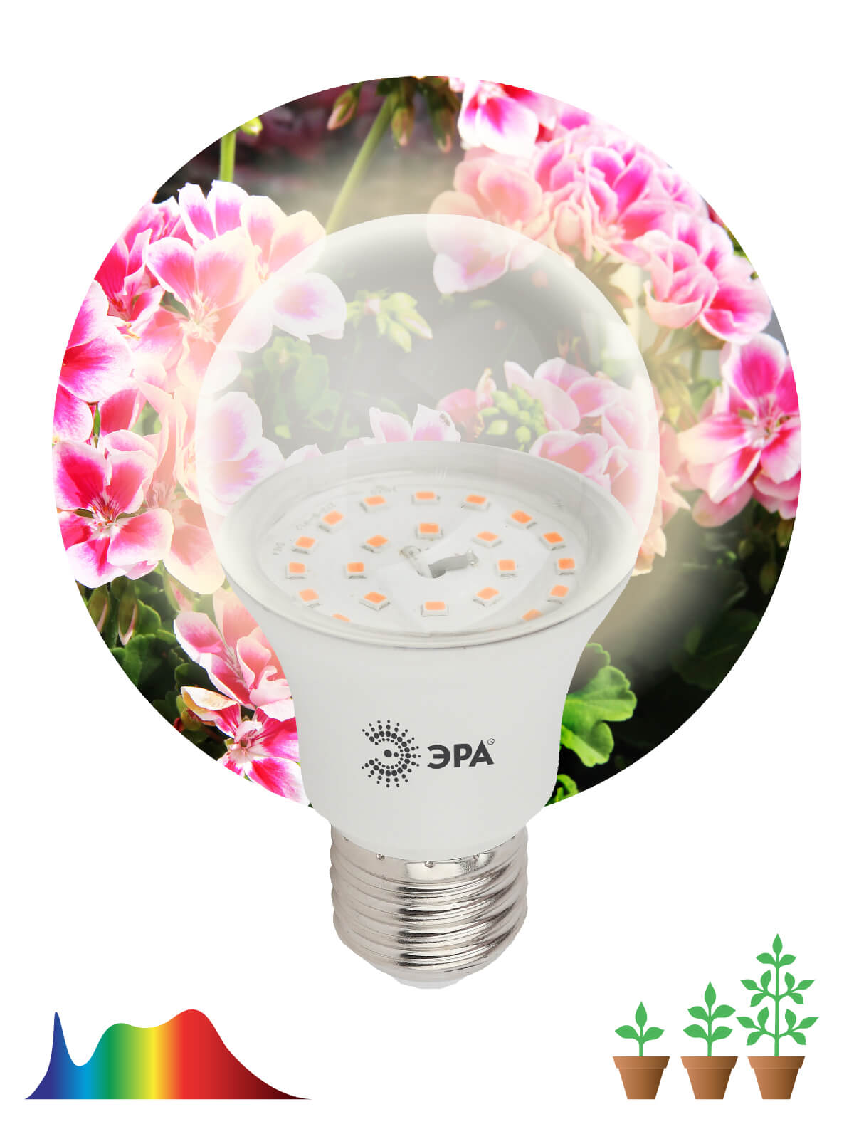 Фитолампа для растений светодиодная ЭРА E27 11W 2150K FITO-11W-Ra90-E27 Б0039172