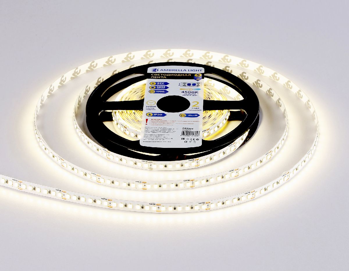 Светодиодная лента Ambrella Light LED Strip 24В 2835 14,4Вт/м 4500K 5м IP20 GS3202