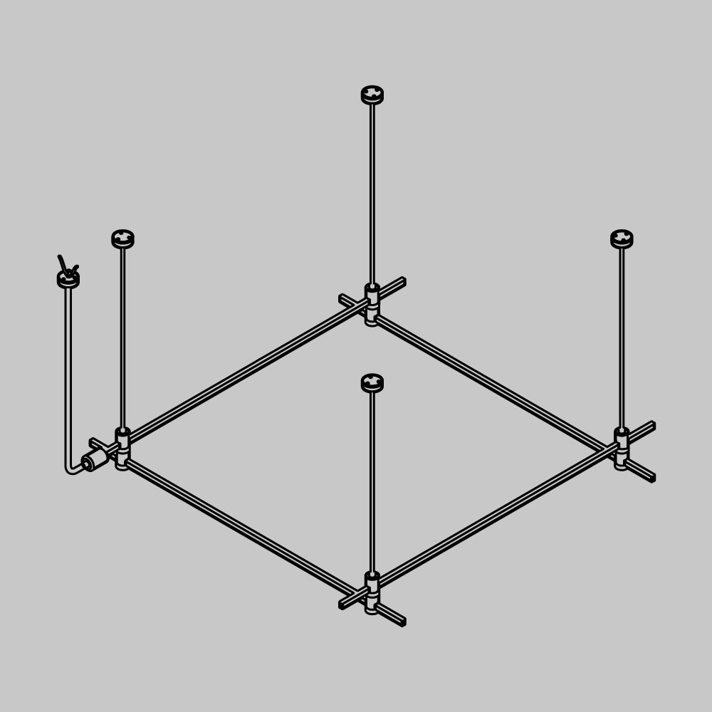 Основание квадратное двухуровневое на тросовых подвесах Hang для трековых светильников Maytoni Technical Flarity TFC-Flar-H08-PT