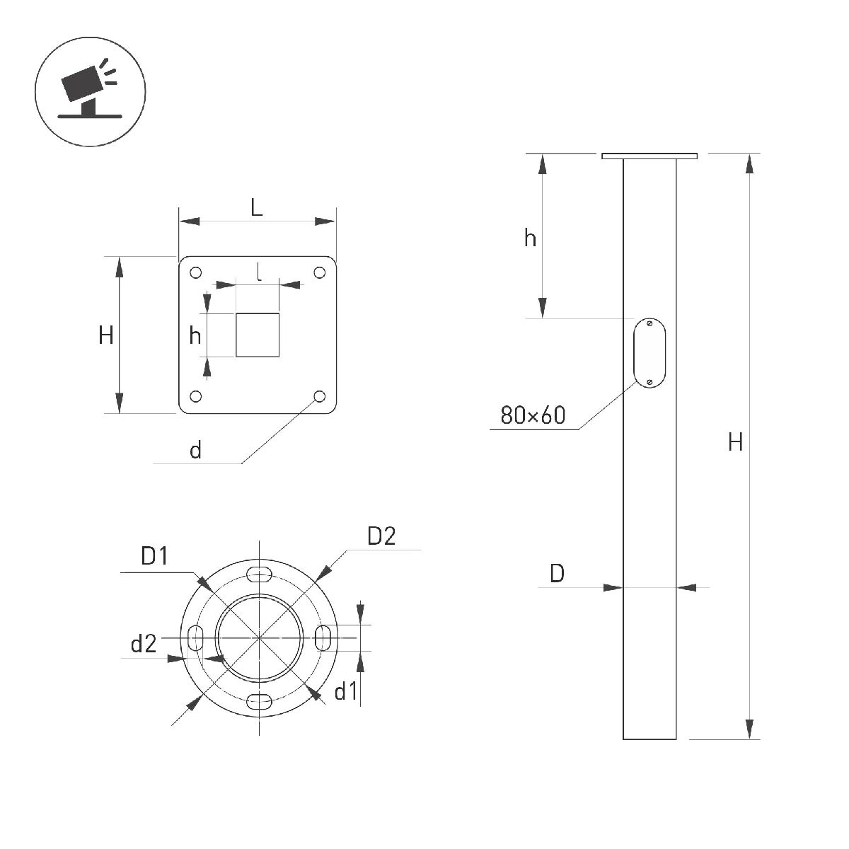 Закладная деталь Arlight OXOR-EP1-D108-L500 (BK) 051332