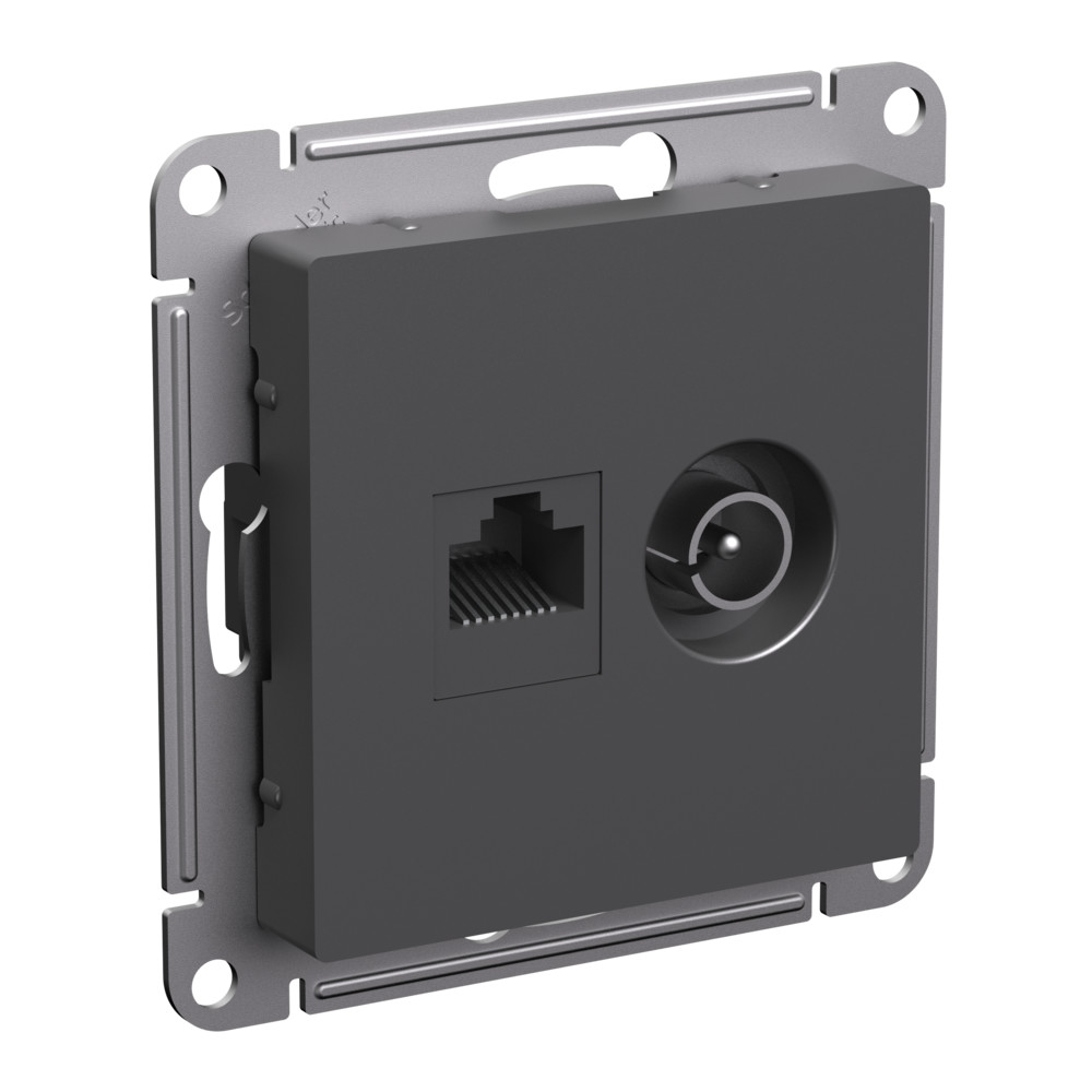 Розетка двойная ТВ + компьютерная RJ45, кат. 5Е Systeme Electric AtlasDesign Базальт ATN001489