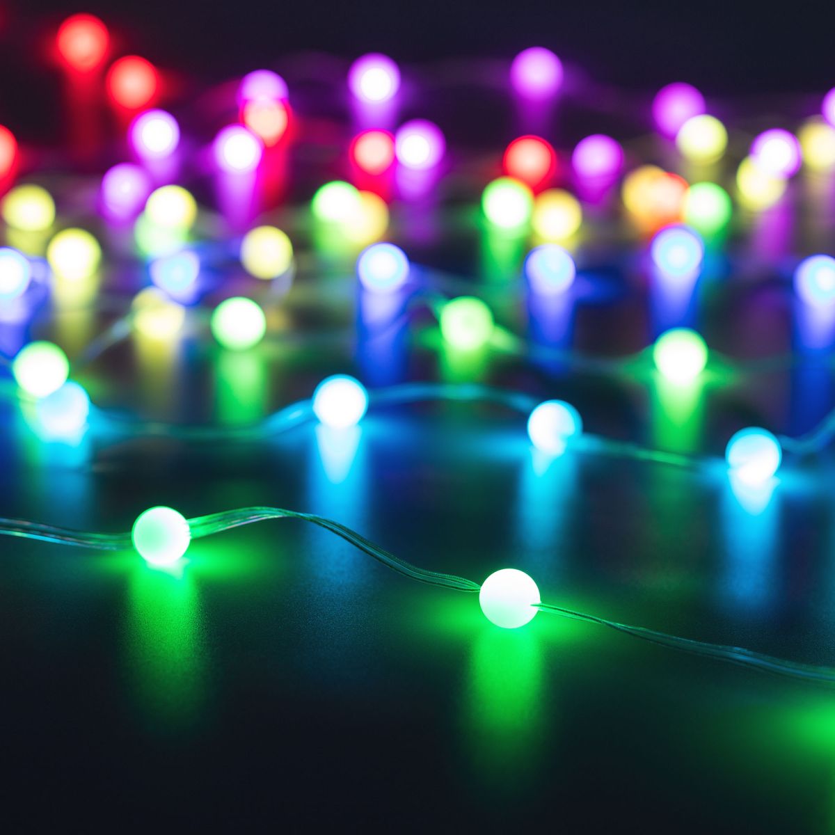 Светодиодная гирлянда ARD-BEAD-HOME-10000-CLEAR-100LED RGB (5V, USB, ПДУ) (IP20 Пластик) 061436