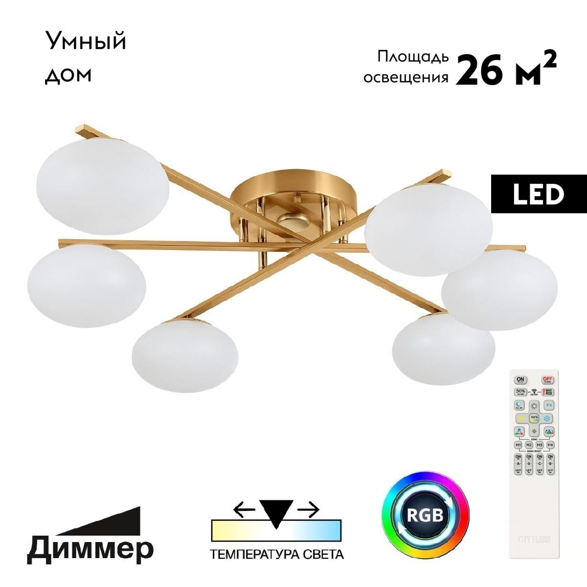 Потолочная светодиодная люстра Citilux Atman smart CL226A163