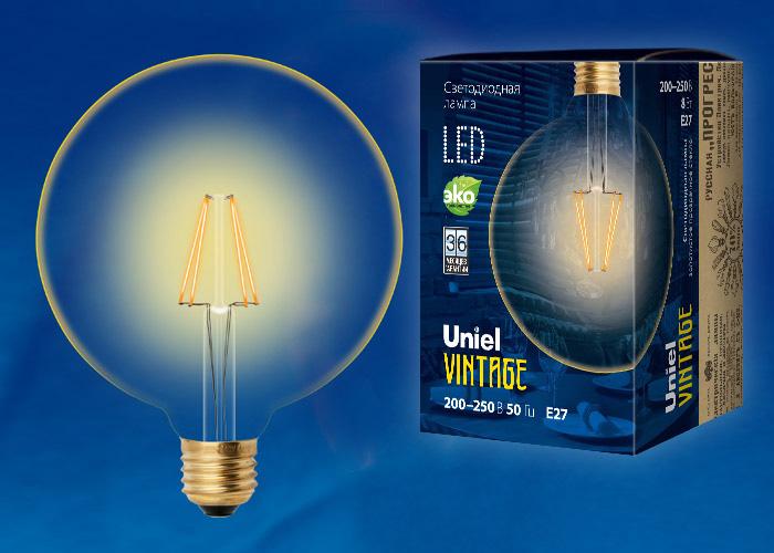Лампа светодиодная филаментная (UL-00002355) Uniel E27 6W 2250K прозрачная LED-A60-6W/GOLDEN/E27 GLV21GO