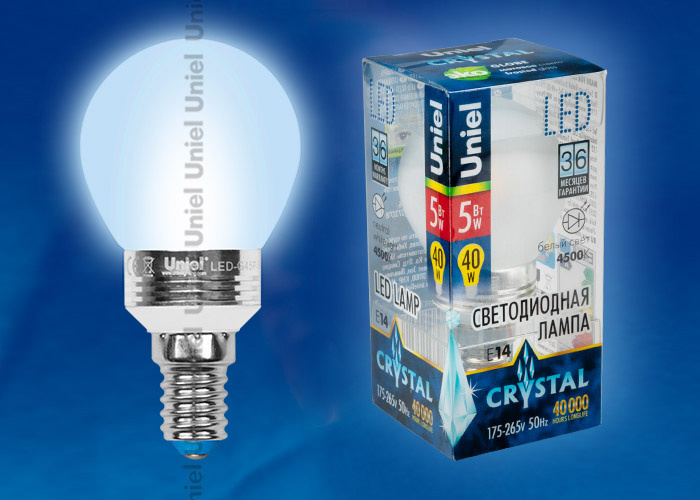 Лампа светодиодная (08010) Uniel E14 5W 4500K матовая LED-G45P-5W/NW/E14/FR
