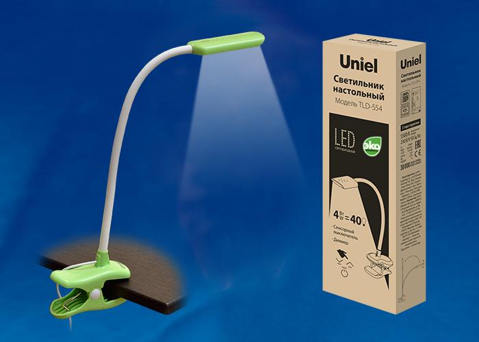 Настольная лампа (UL-00003647) Uniel TLD-554 Green/LED/400Lm/5500K/Dimmer