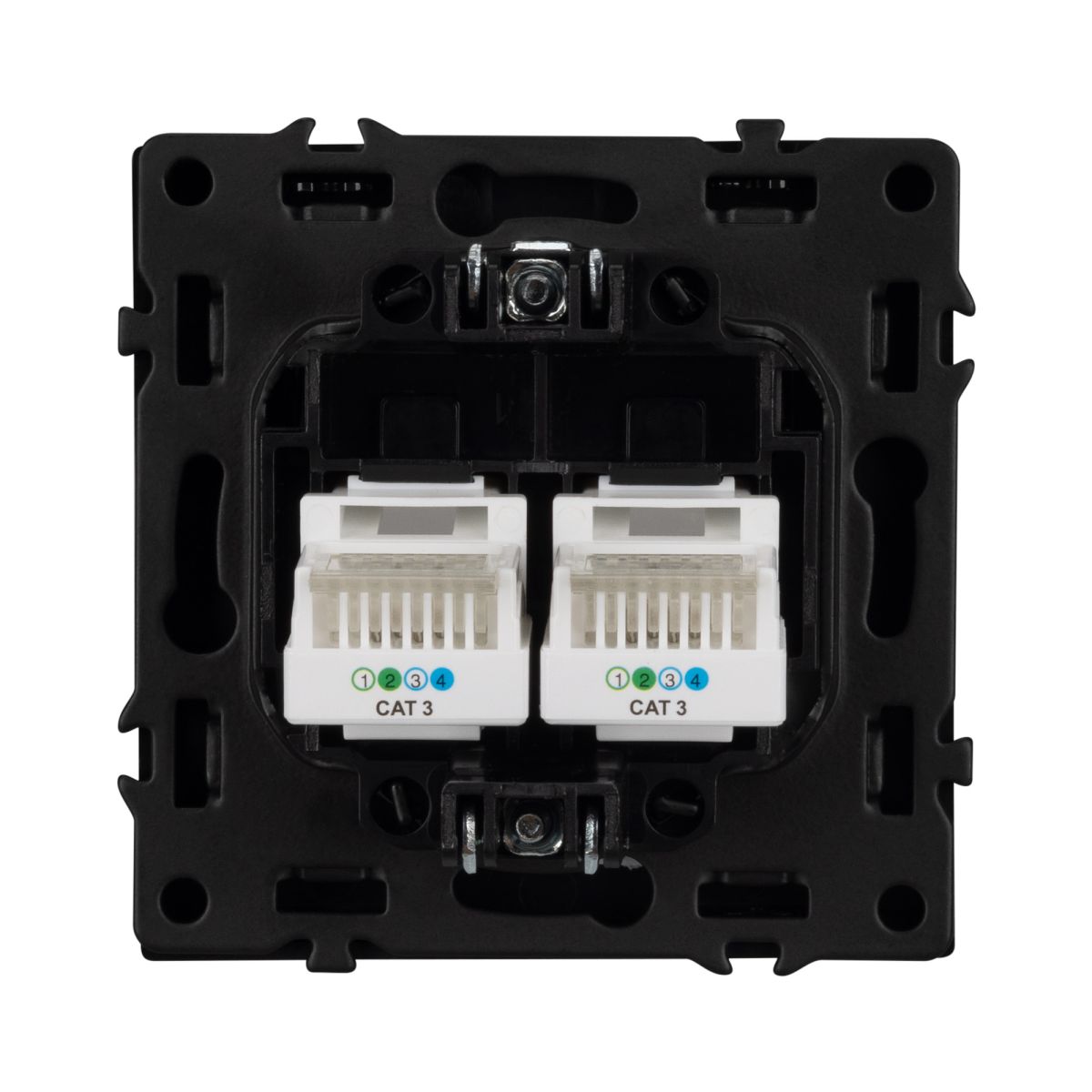 Розетка телефонная двойная софт-тач черный оникс Arlight SCT-MTL2-SFPL-BK (2хRJ-11, 4C) 054309(1)