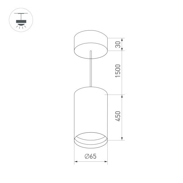 Корпус подвесного светильника Arlight SP-Polo-Hang-Long450-R65 024441(1)