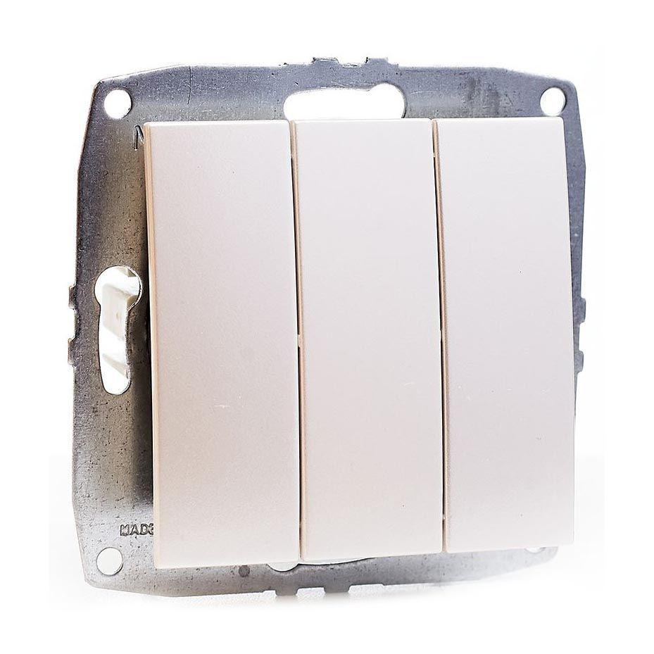 Выключатель трехклавишный Mono Electric Despina-Larissa 10А 250В жемчуг 500-002522-114