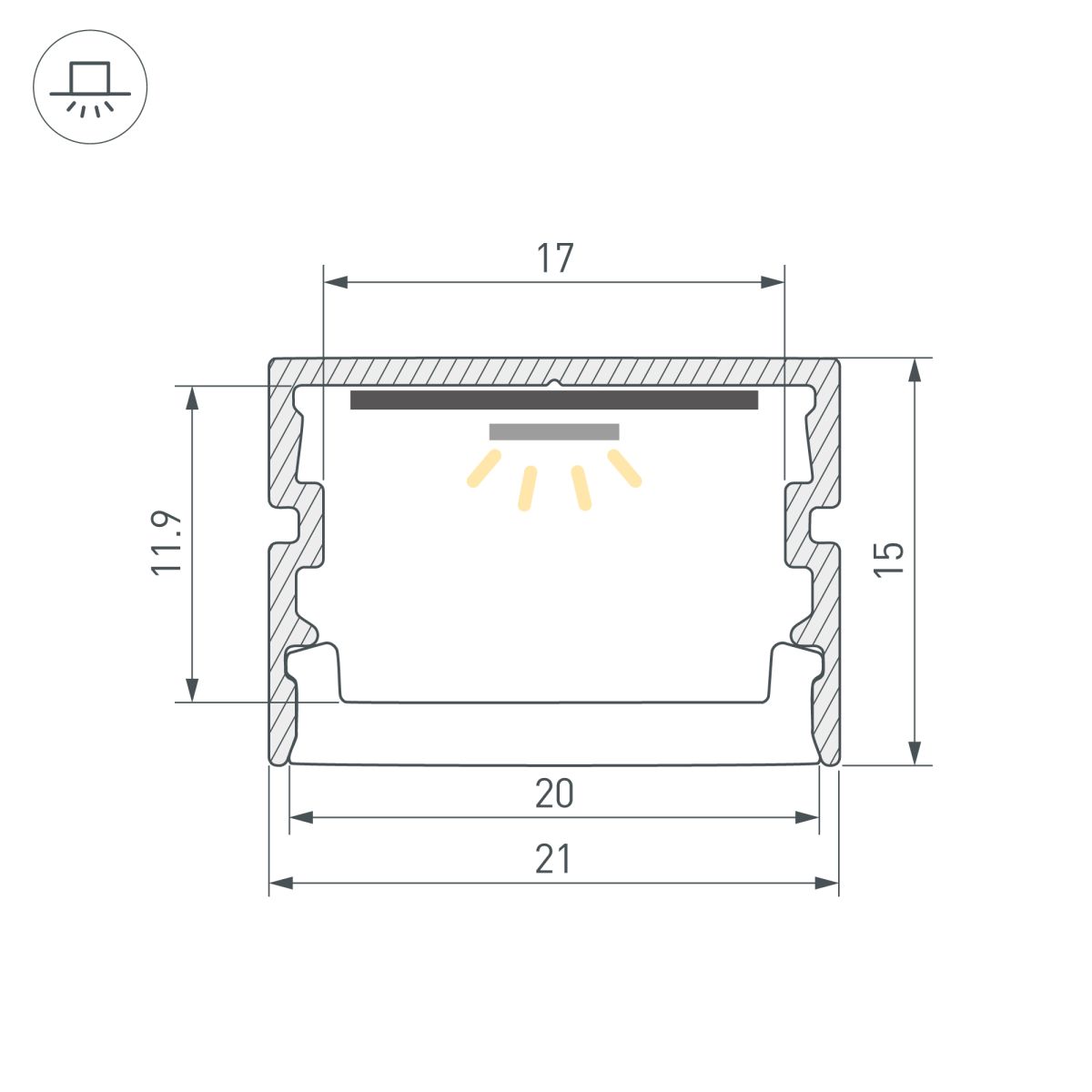 Профиль Arlight FANTOM-BENT-W21-SIDE-2000 ANOD (Алюминий) 064492
