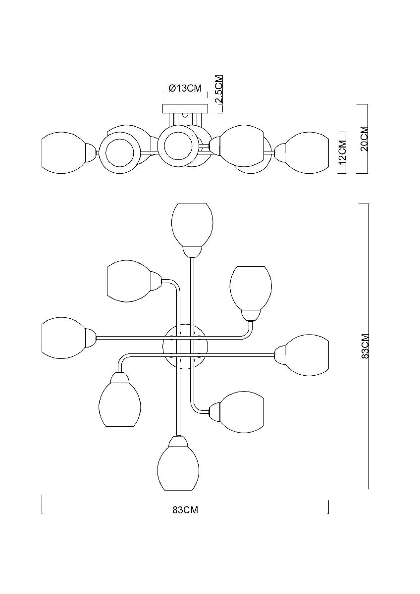 Потолочная люстра Arte Lamp Andrea A8141PL-8BK