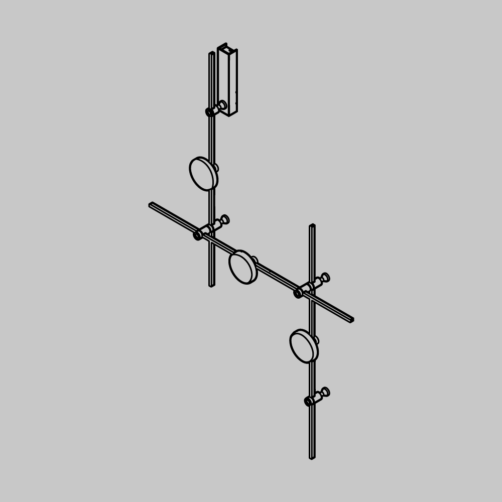 Готовая конструкция настенная прямая со светильниками Plato 3 шт. и блоком питания Maytoni Technical Flarity TFC-Flar-W01-PT