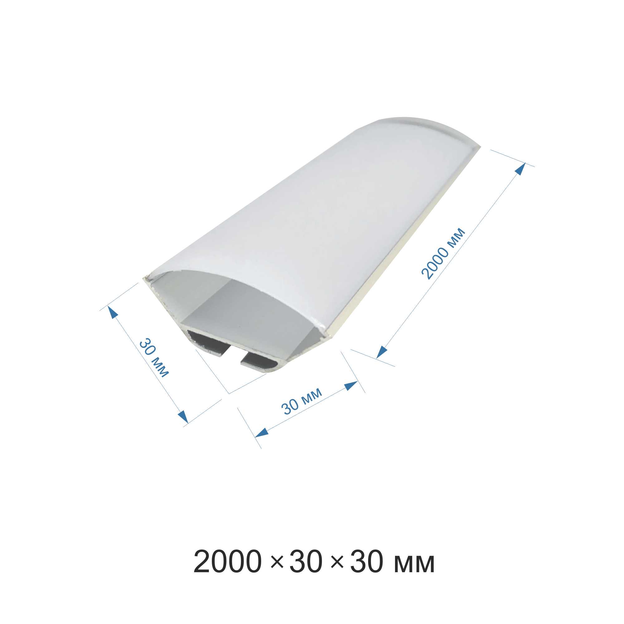 Профиль угловой накладной Apeyron ширина ленты до 22мм (рассеиватель, заглушки - 2шт) 08-22