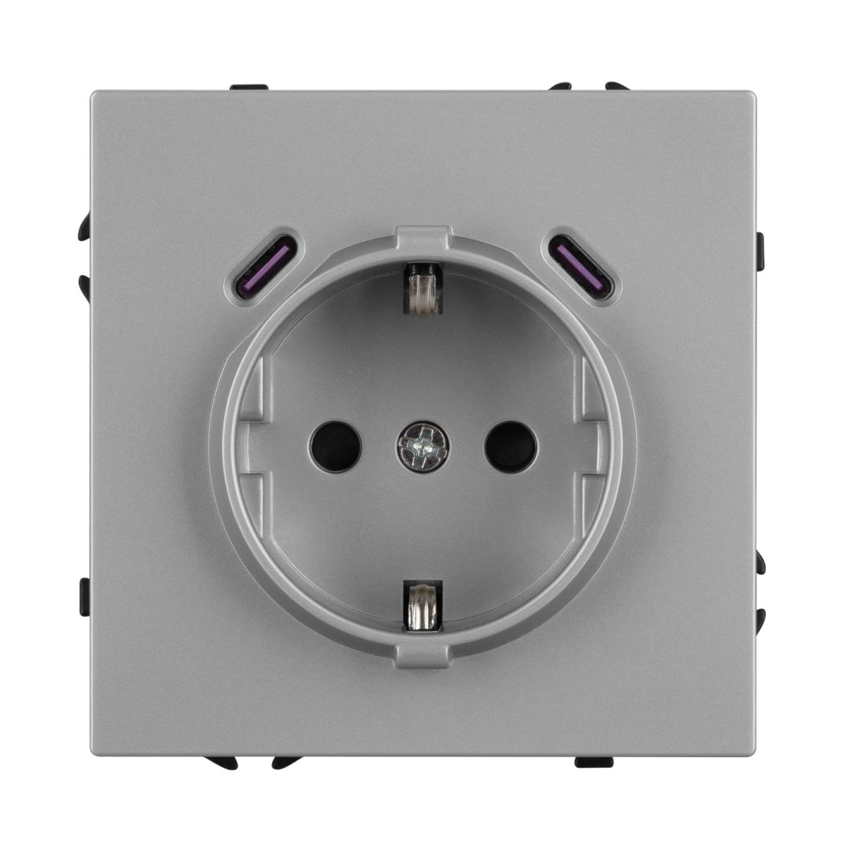 Розетка зк со шторками с USB тип C+С софт-тач никель Arlight SCT-MUCC-SFPL-IS (250V, 16A) 061817(1)