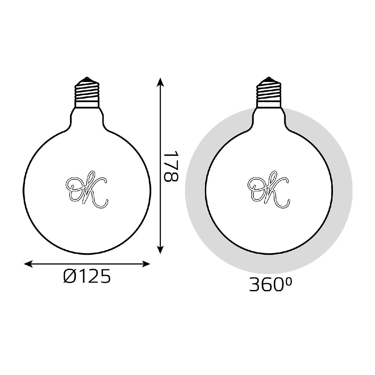 Лампа светодиодная филаментная Gauss E27 2,5W 2000K шар золотой 176802003