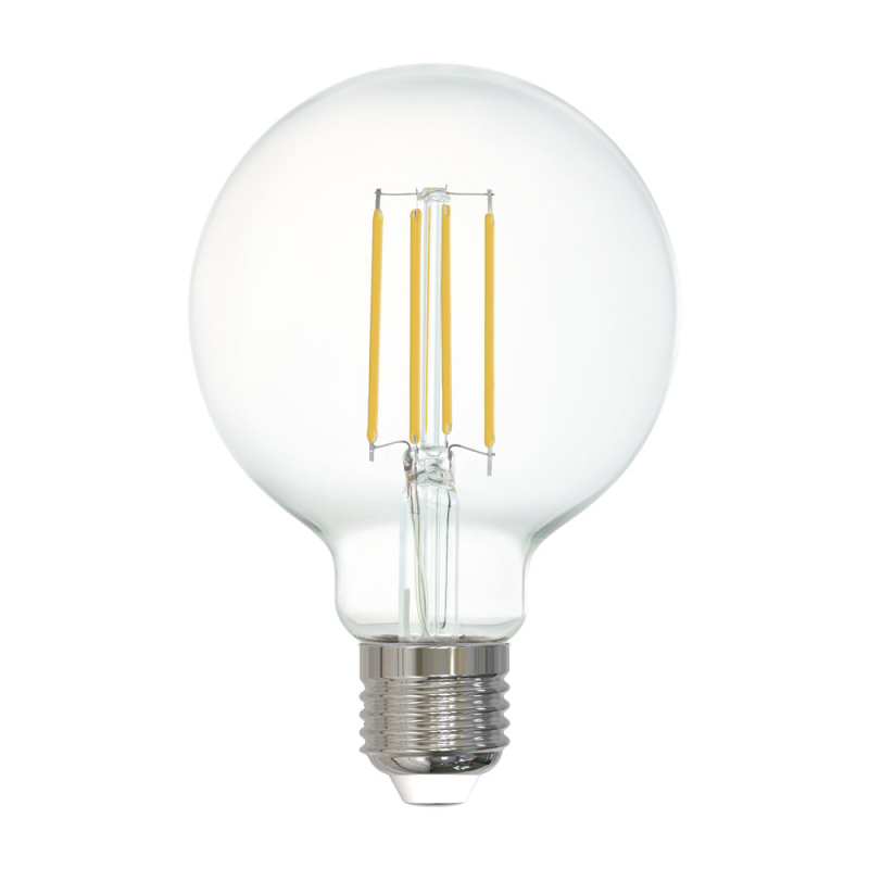 Лампа светодиодная филаментная диммируемая Eglo E27 6W 2700K шар прозрачный 12571