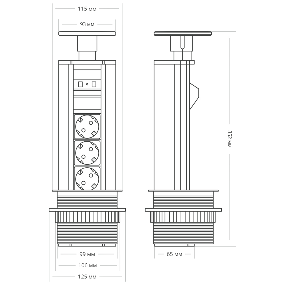 Блок розеток (3 секции и 2 USB) Mebax 00-00001165