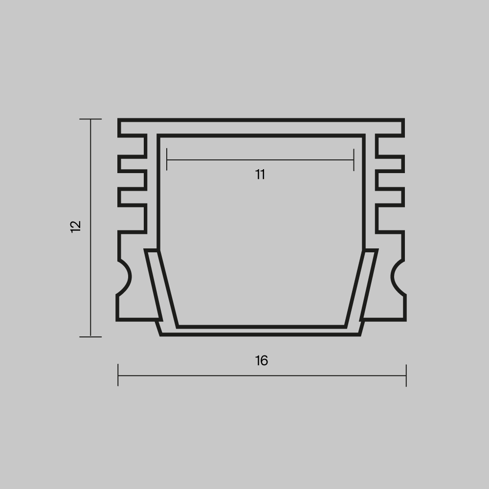 Алюминиевый профиль накладной 16x12 Maytoni Led Strip ALM-005-W-2M 631006