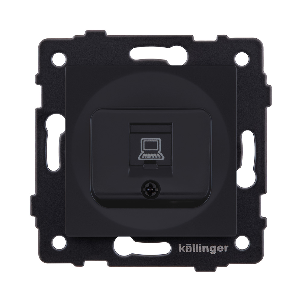 Розетка Ethernet RJ45 Cat.6, черный матовый Kollinger REA-018BM для Aspekt, Eleganz, Reflex