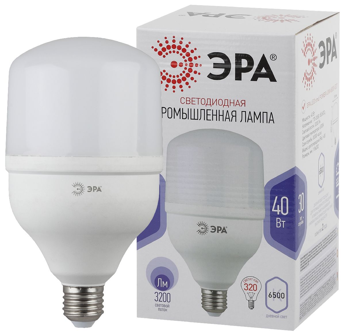 Лампа светодиодная Эра E27 40W 6500K LED POWER T120-40W-6500-E27 Б0047644