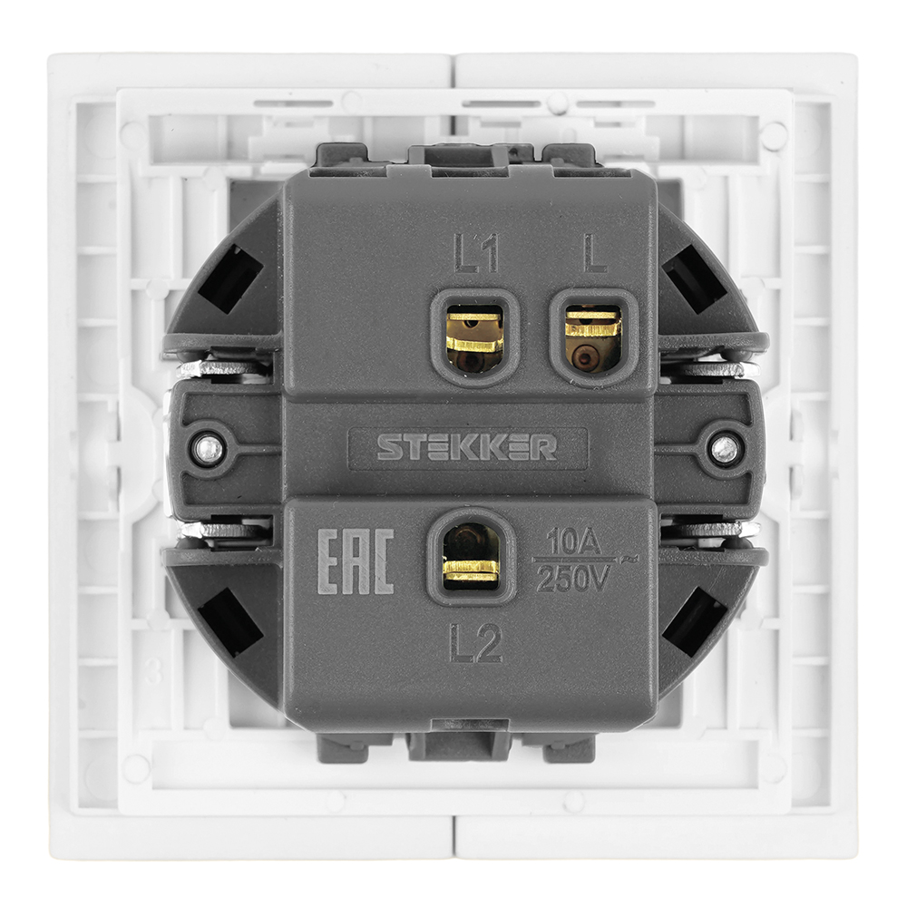 Переключатель 1-клавишный (механизм) Stekker Мия 250В 10A RSW10-3105-01 белая магнолия 50433