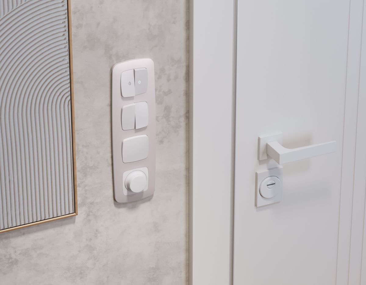 Комплект механизма 2-клавишного перекрестного выключателя Ambrella Volt 10A-250V OMEGA MO123030 Белый матовый QUANT (OP1230, VM125)