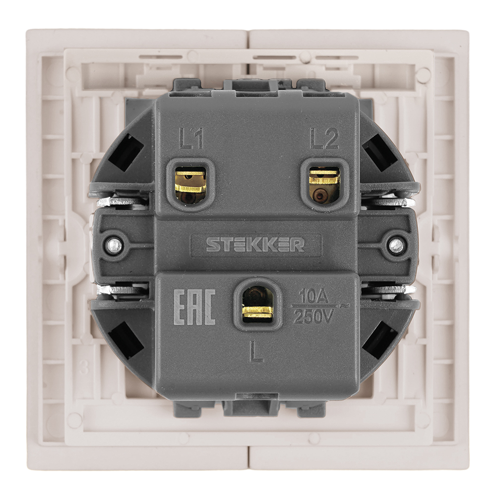 Выключатель 2-клавишный (механизм) Stekker Мия 250В 10А RSW10-3104-08 пудровый жемчуг 50473