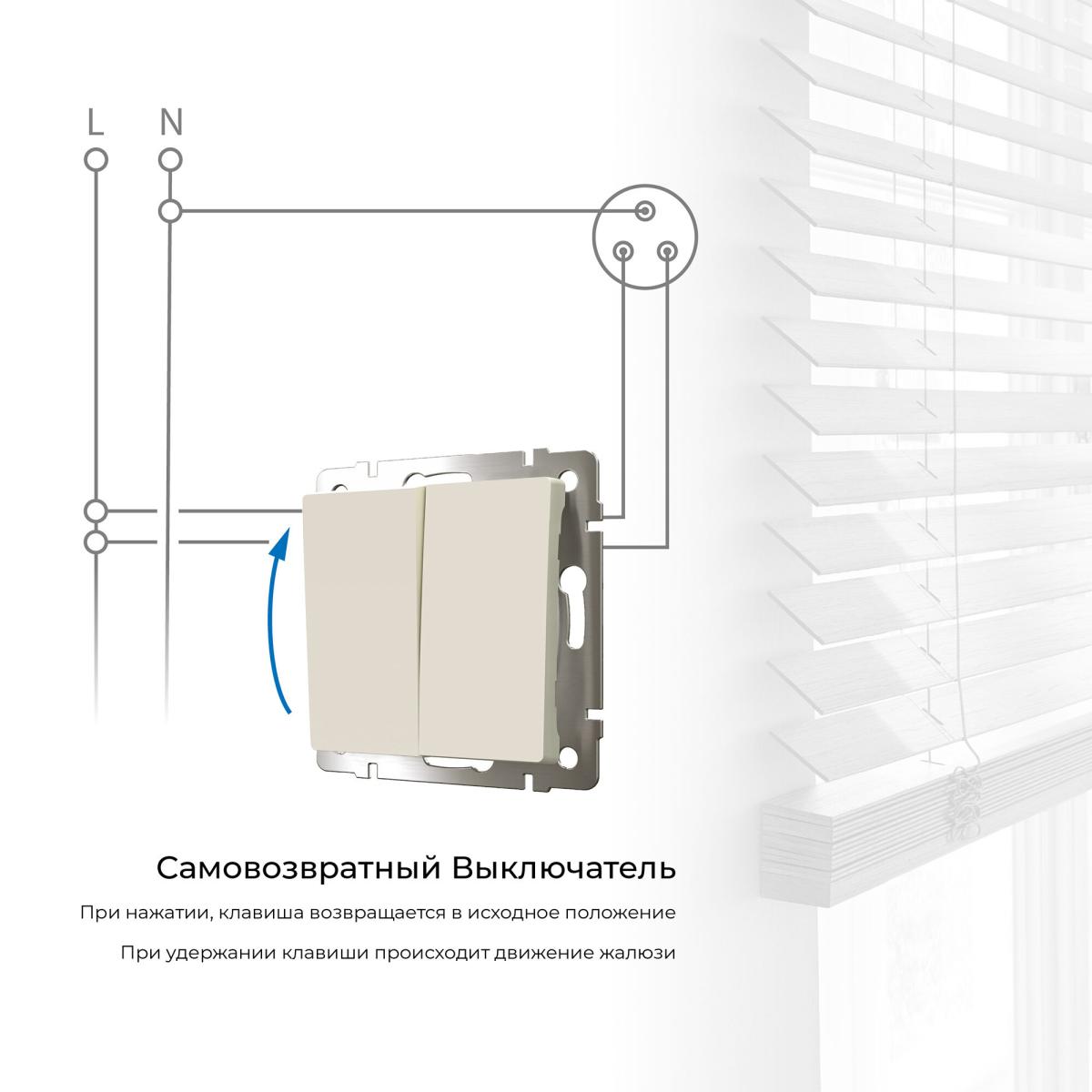 Выключатель двухклавишный с самовозвратом Werkel 4690389192357 W1122462 a062577