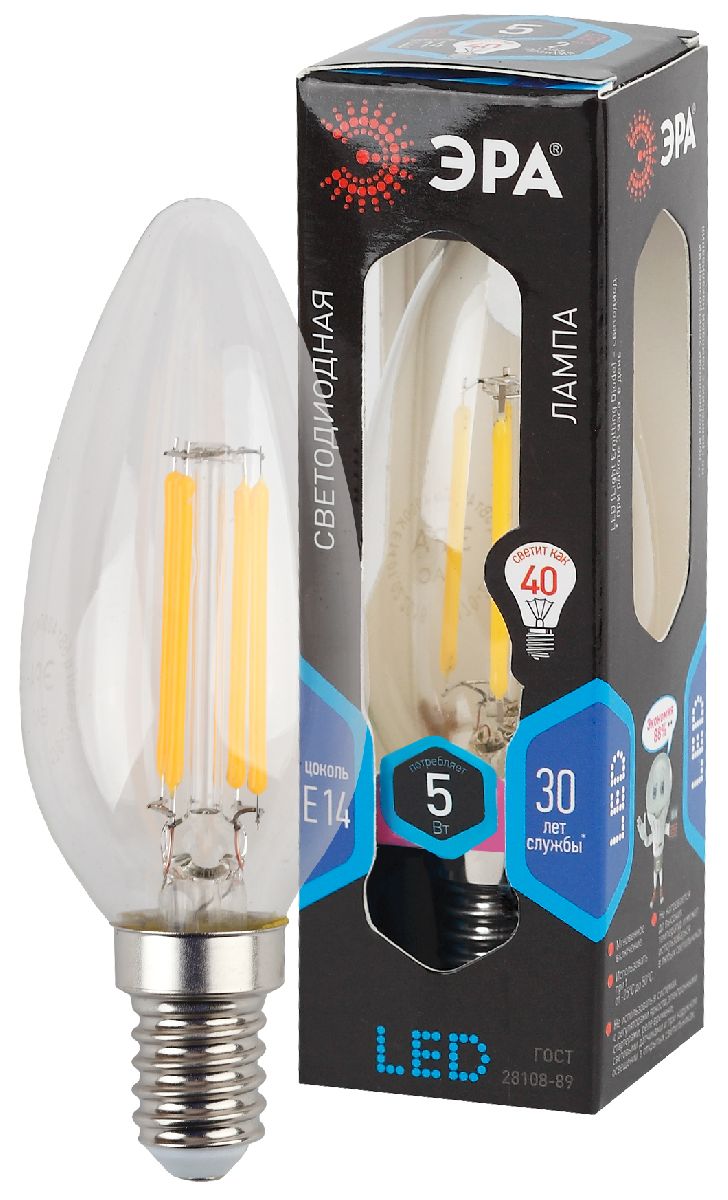Лампа светодиодная Эра E14 5W 4000K F-LED B35-5W-840-E14 Б0019003