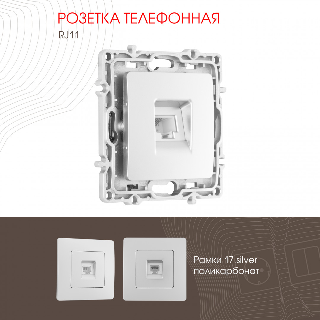 Розетка телефонная RJ11 Arte Milano 217.51-1.silver