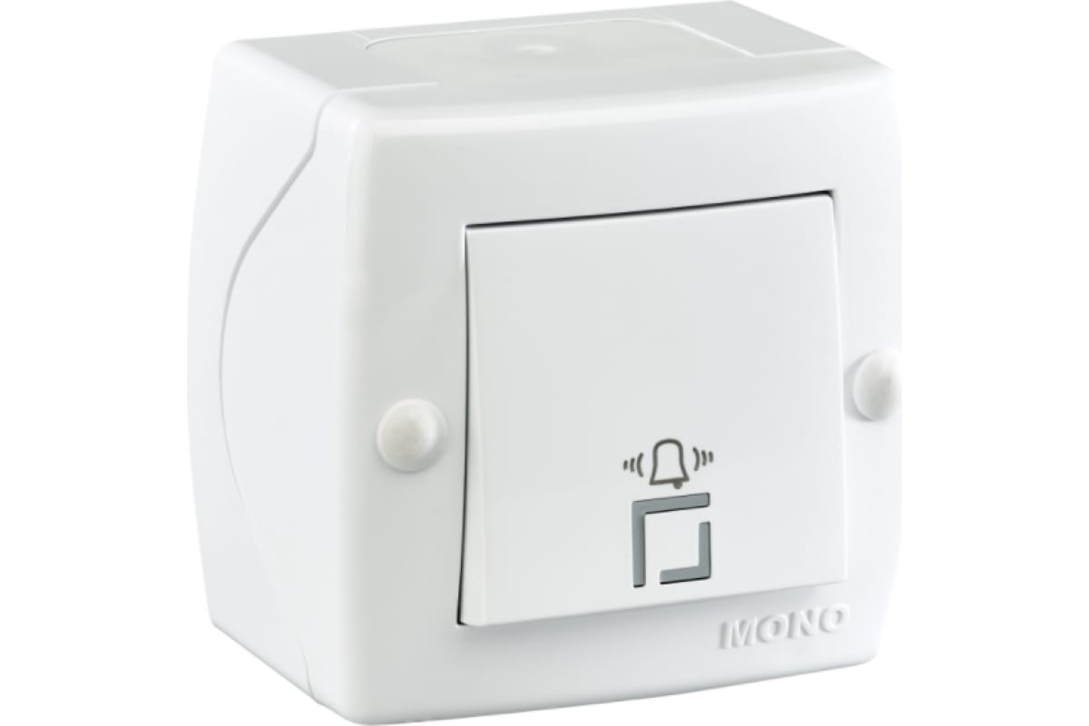 Кнопка звонка Mono Electric Octans IP20 10А 250В белый 104-010101-107
