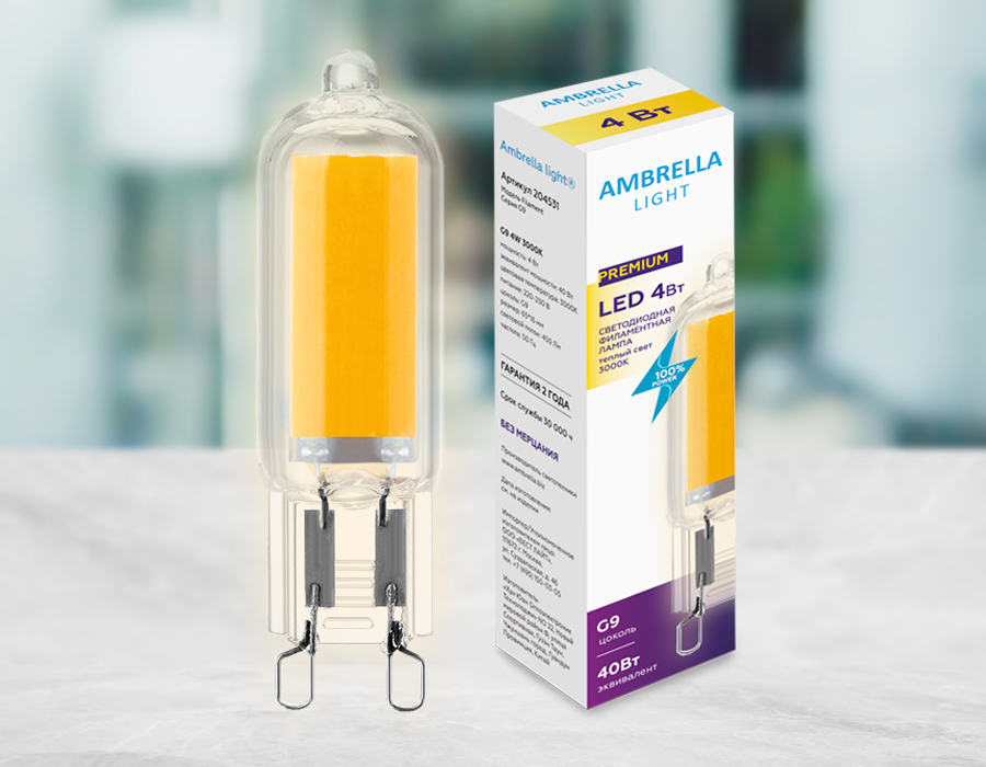 Светодиодная лампа Ambrella Light Filament G9 Капсула G9 4W 3000K 204531