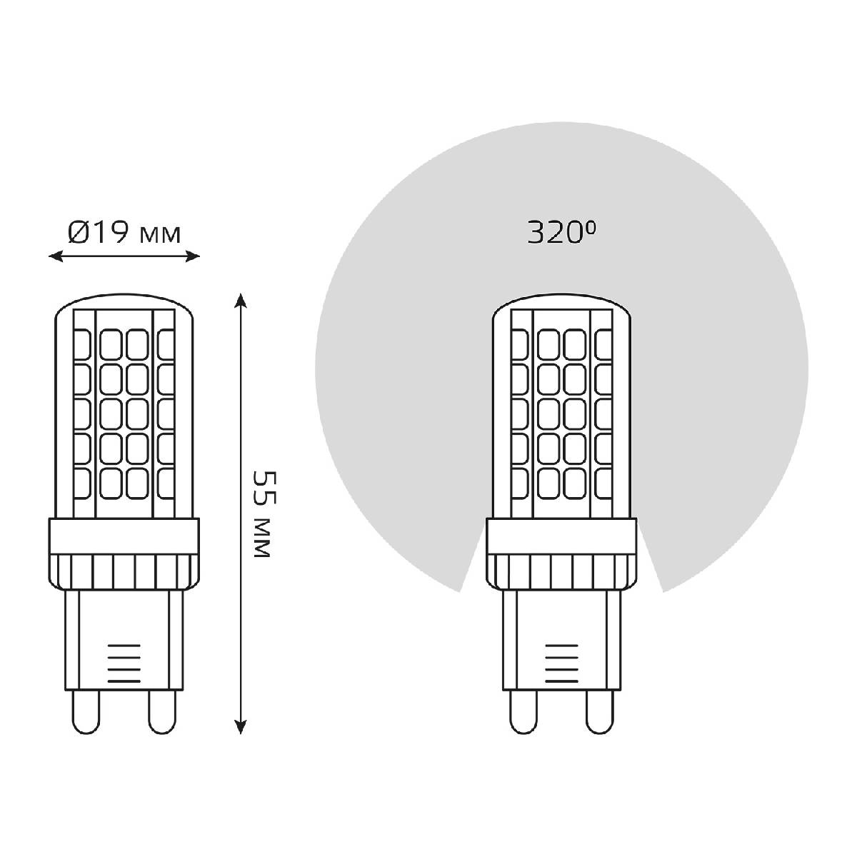 Лампа светодиодная Gauss G9 5,5W 4100К прозрачная 107009206