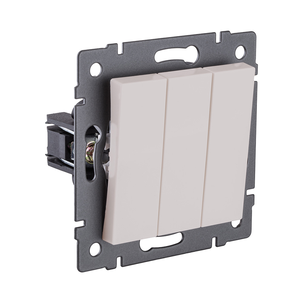 Выключатель 3-клавишный 10А/250В, кашемир матовый Kollinger REA-S-012CM для Aspekt, Eleganz, Reflex